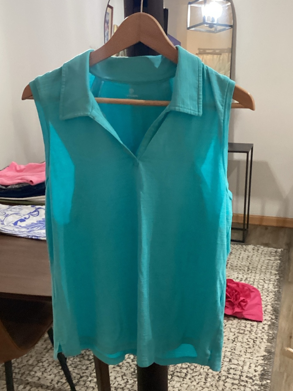 Talbots Sleeveless Polo Tank Top - Teal Aqua